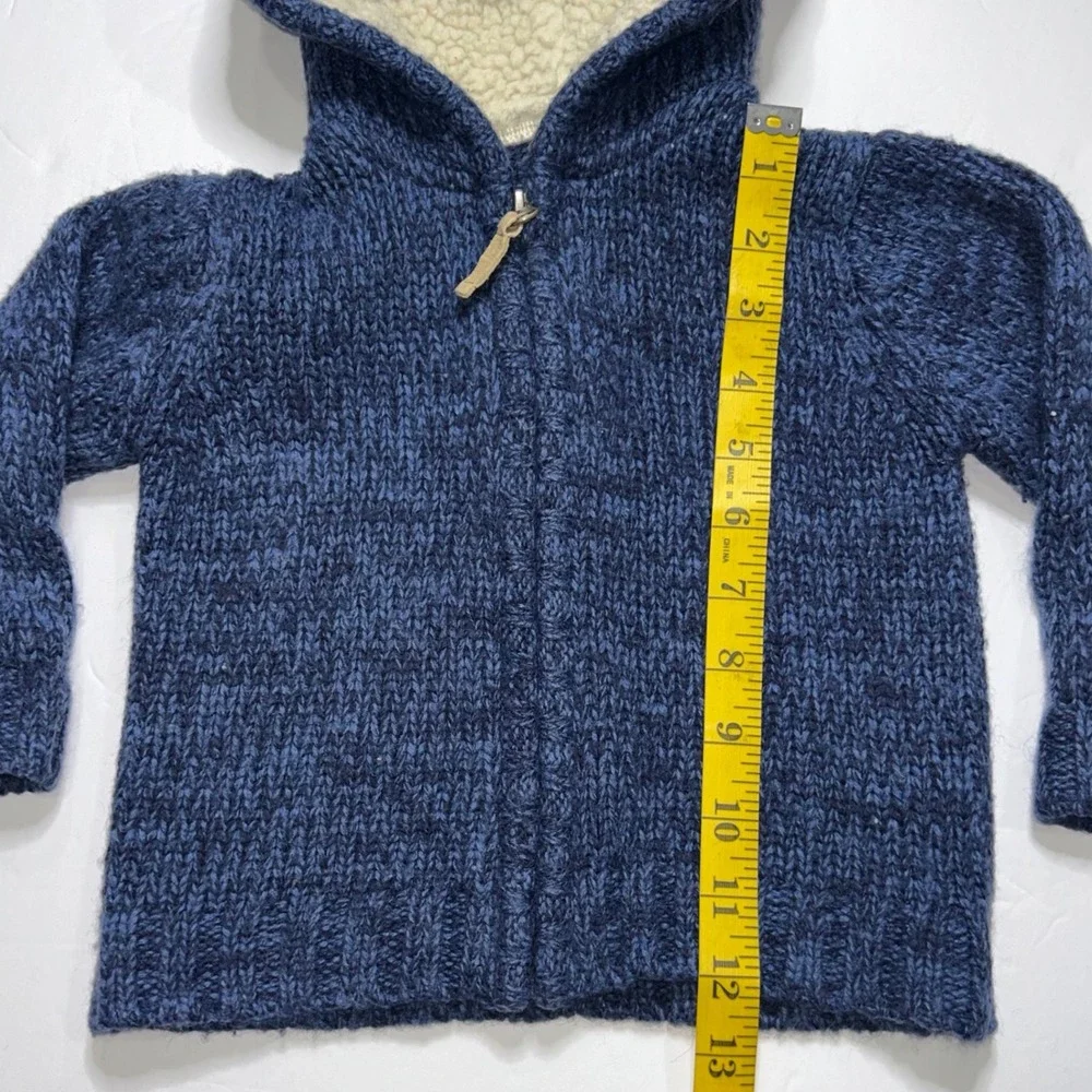 Carter's‎ Toddler Boys 18 Months Blue Sherpa Lined Knit Hoodie Jacket